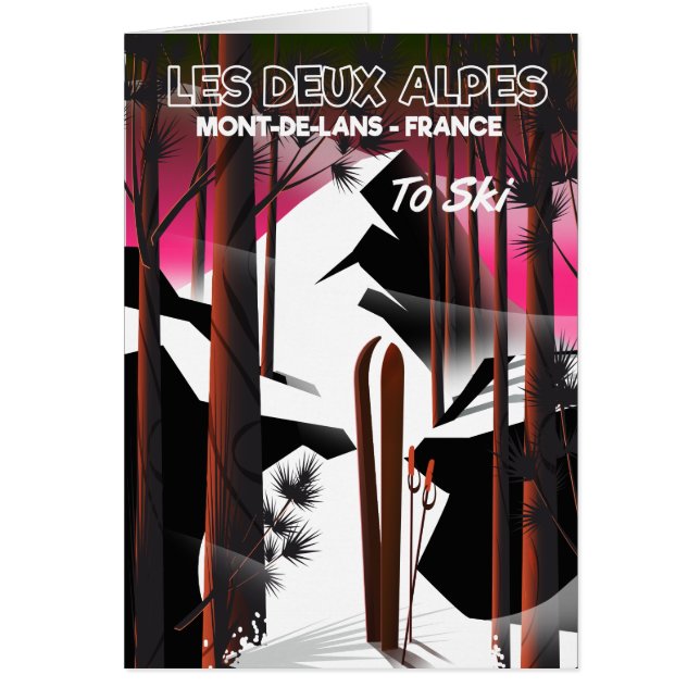 Afiche de los viajes de esquí de Les Deux Alpes, F (Frente)
