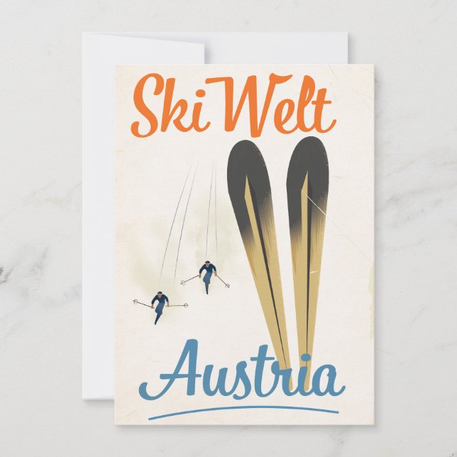 Afiche de los viajes de esquí de Skiwelt Austria (Anverso)