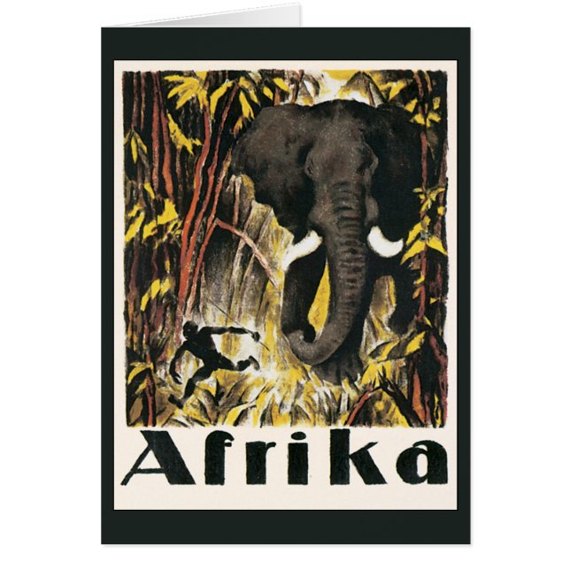 Afiche de viaje de África de la época vieja, elefa (Frente)
