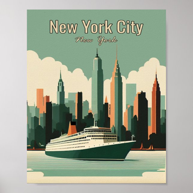 Afiche de viaje de arte Minimalista de Nueva York (Frente)