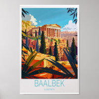 Afiche de viaje de Baalbek - Arte mural del Líbano