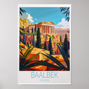 Afiche de viaje de Baalbek - Arte mural del Líbano