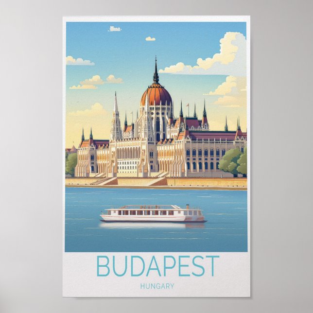 Afiche de viaje de Budapest Hungría - Arte mural y (Frente)