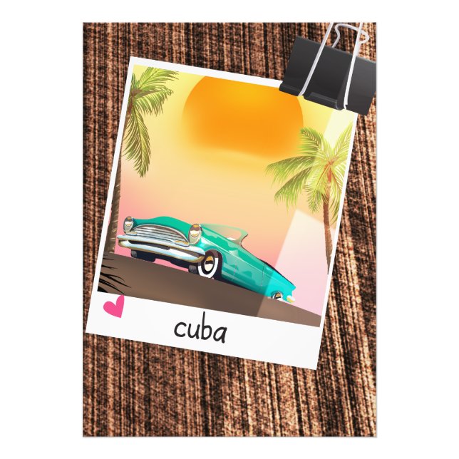 Afiche de viaje de fotos de autos antiguos cubanos (Frente)