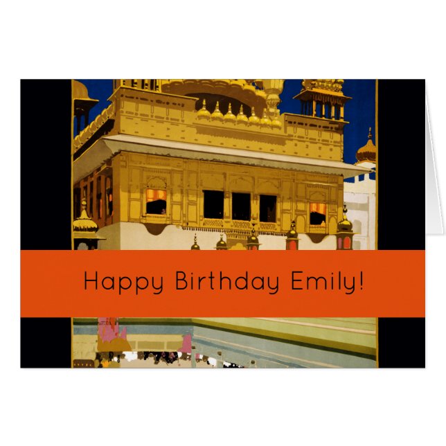 Afiche de viaje de India arte indio vintage (Anverso (Horizontal))