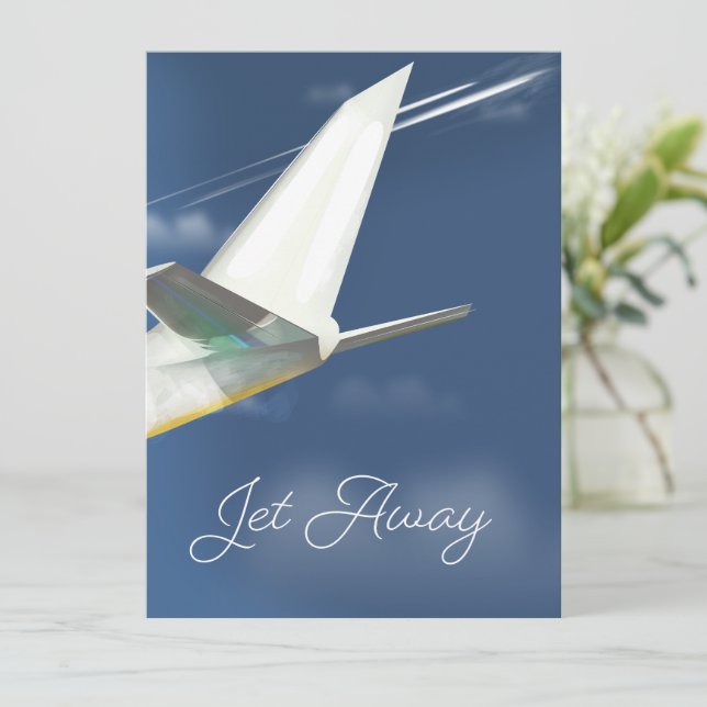 Afiche de viaje de Jet Away. (Anverso de pie)