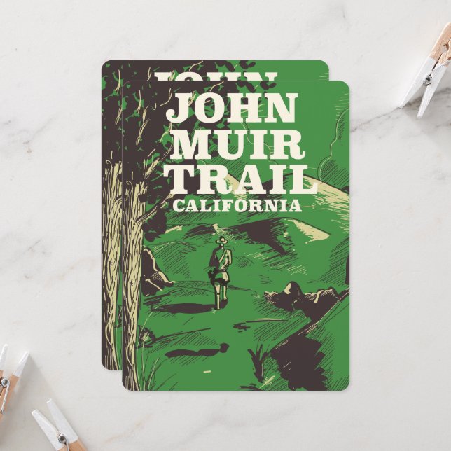 Afiche de viaje de John Muir Trail California. (Anverso/Reverso In Situ)