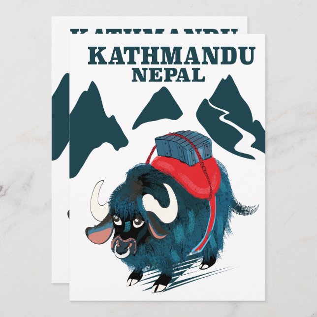 Afiche de viaje de Katmandú en Nepal (Anverso / Reverso)