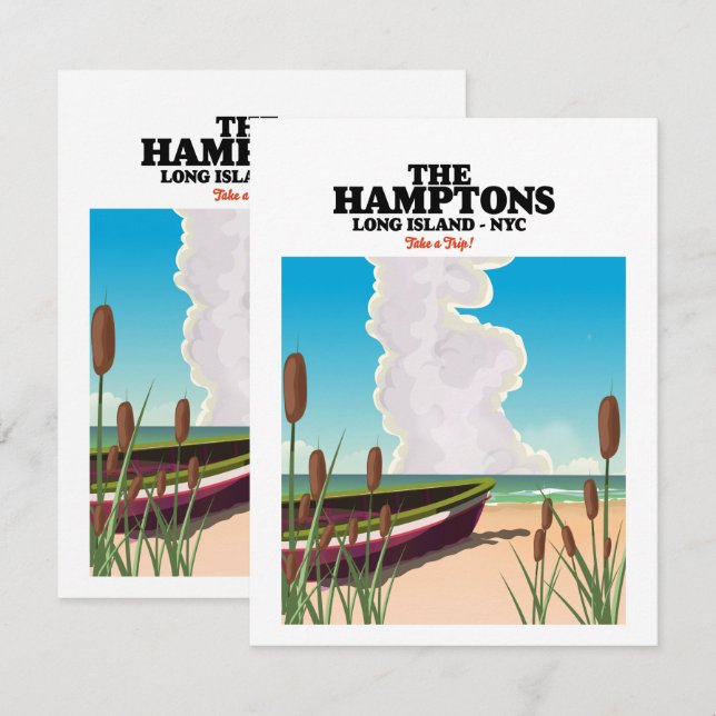 Afiche de viaje de la Isla Hamptons Long NYC. (Anverso / Reverso)