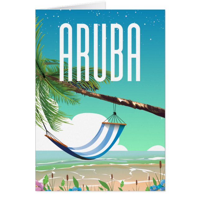 Afiche de viaje de la playa de Aruba Hammock (Frente)