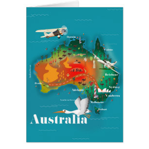 Afiche de viaje de mapas de Australia