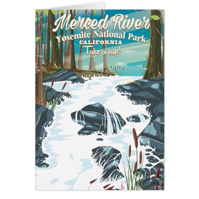 Afiche de viaje de Merced River California (Frente)