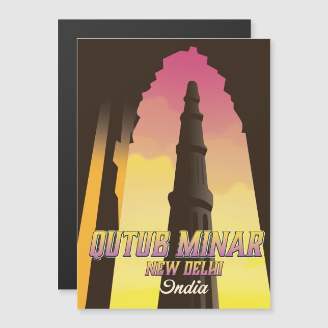 Afiche de viaje de Qutub Minar New Delhi India (Anverso/Reverso)
