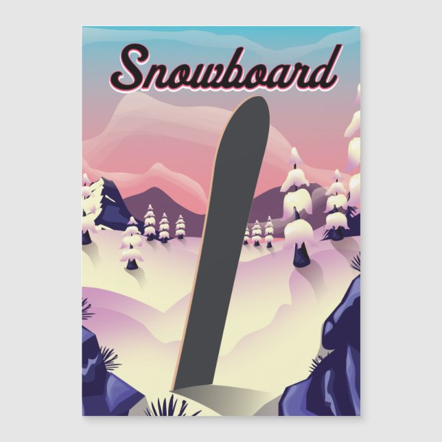Afiche de viaje de Snowboard (Anverso)