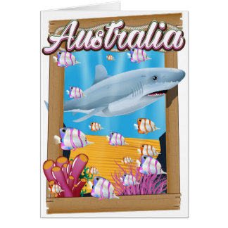 Afiche de viaje de tiburones submarinos de Austral