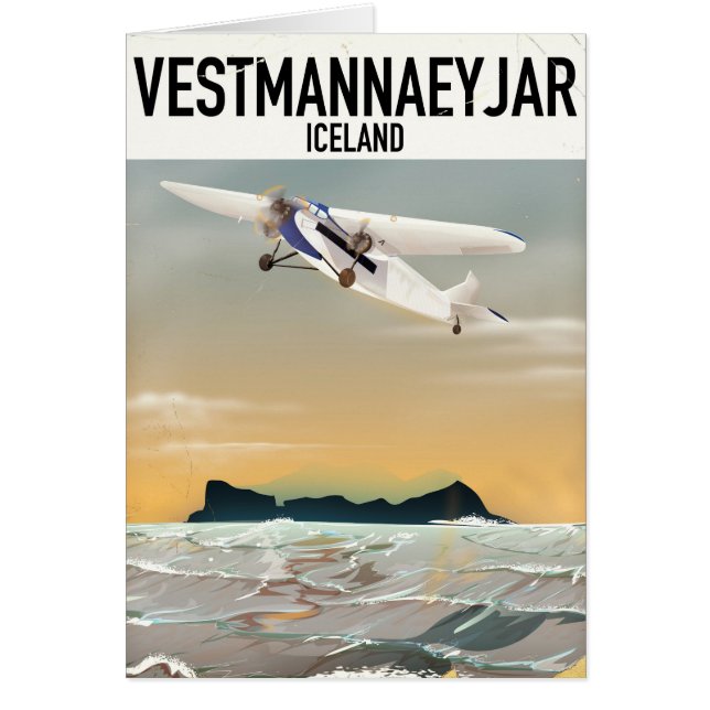 Afiche de viaje de Vestmannaeyjar Islandia. (Frente)