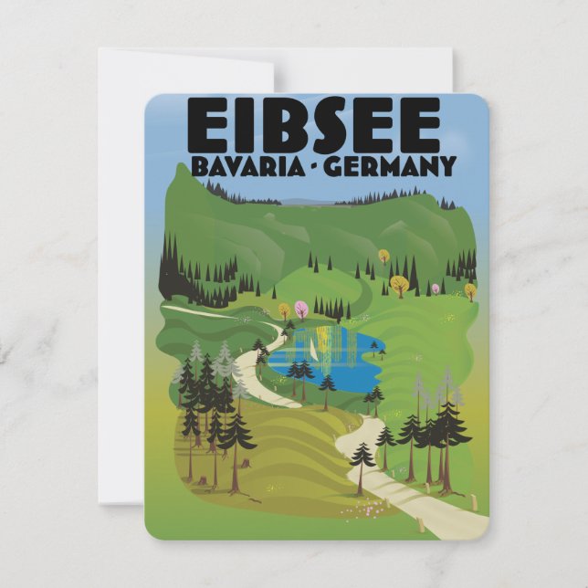 Afiche de viaje del Eibsee Alemania. (Anverso)