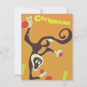 Afiche de viaje del estilo del mono caribeño