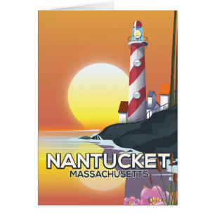 Afiche de viaje del faro de Nantucket Massachusett