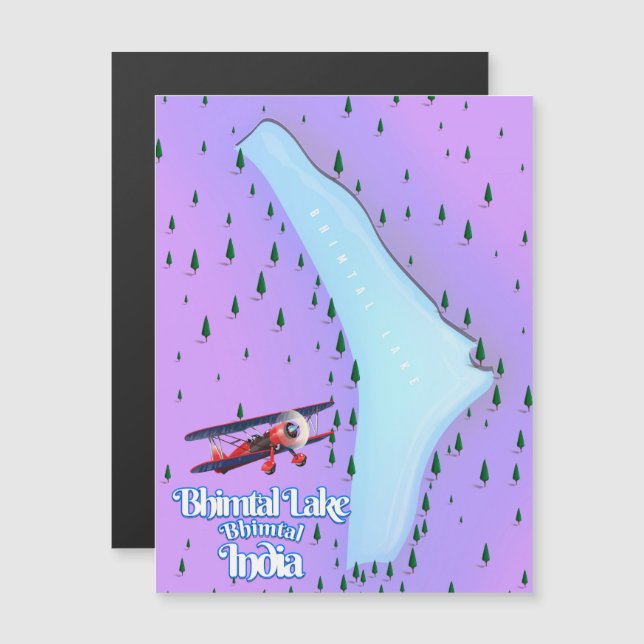 Afiche de viaje del lago Bhimtal India. (Anverso/Reverso)