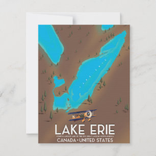 Afiche de viaje del Lago Erie, Estados Unidos