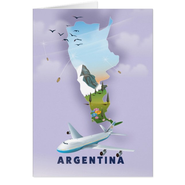 Afiche de viaje del Mapa de Argentina (Frente)