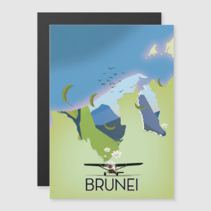 Afiche de viaje del mapa de Brunei