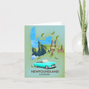 Afiche de viaje del mapa de Canadá en Terranova