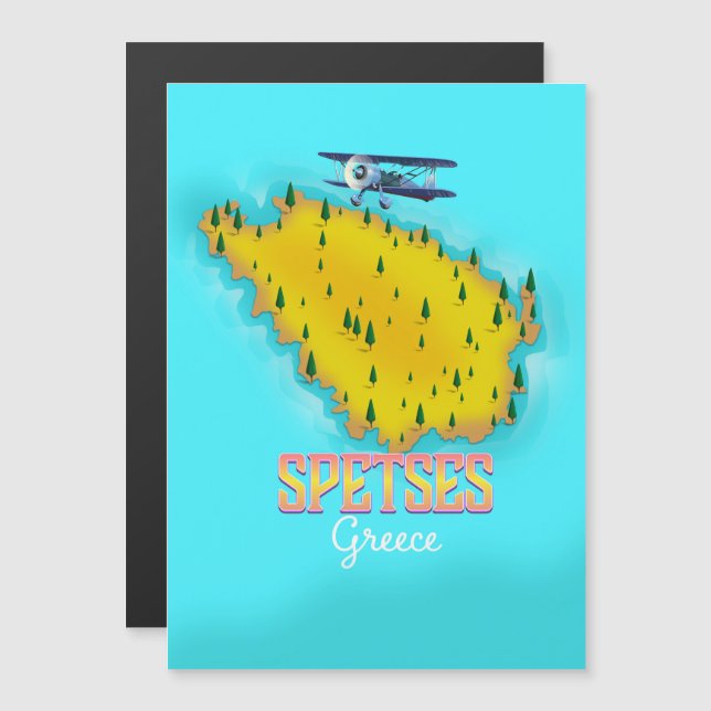 Afiche de viaje del mapa de la isla griega (Anverso/Reverso)