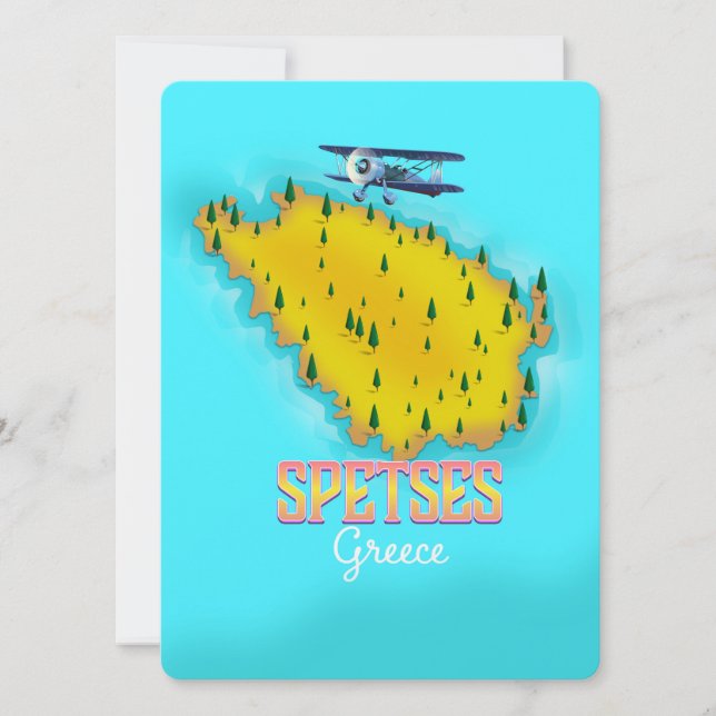 Afiche de viaje del mapa de la isla griega (Anverso)