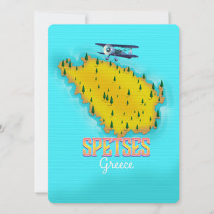 Afiche de viaje del mapa de la isla griega
