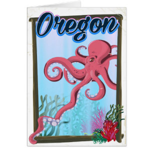 Afiche de viaje del pulpo de Oregón.