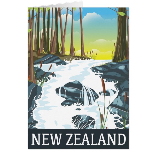 Afiche de viaje del río Nueva Zelandia (Frente)