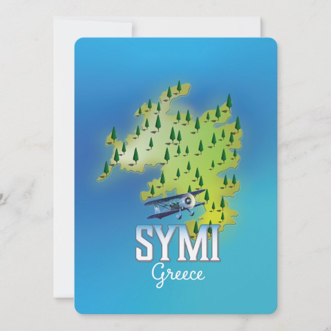 Afiche de viaje del Symi Island Map Greece. (Anverso)