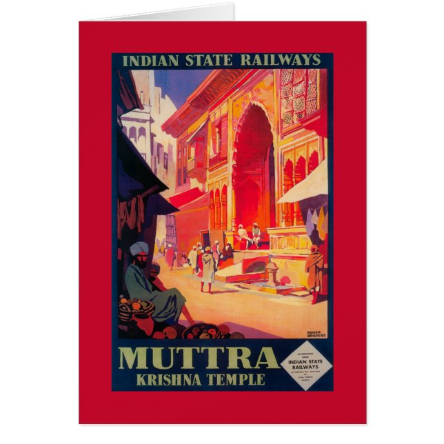 Afiche de viaje del templo Muttra Krishna (Frente)