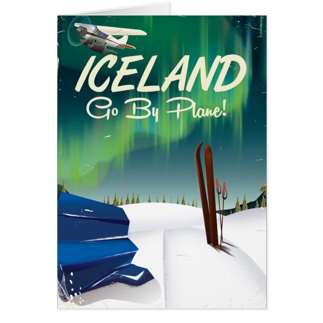 Afiche de viaje en avión de Islandia (Frente)