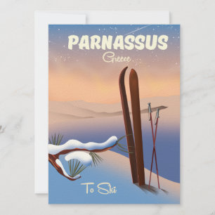 Afiche de viaje en esquí Parnassus Greece