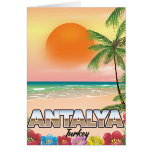 Afiche de viaje en la playa de Antalya Turkey