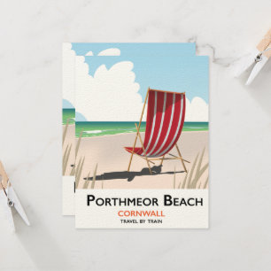 Afiche de viaje en la playa de Porthmeor