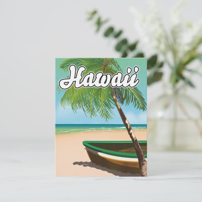 Afiche de viaje en la playa tropical de Hawái (Anverso de pie)