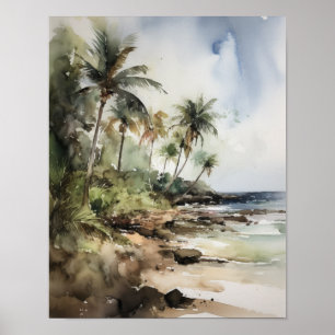 Afiche de viaje impreso para arte de palmeras de p
