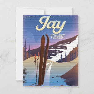 Afiche de viaje para esquiar de Jay Vermont USA.
