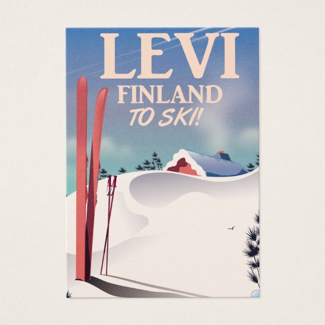 Afiche de viaje para esquiar de Levi, Finlandia (Frente)
