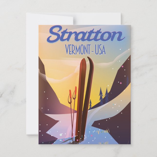 Afiche de viaje para esquiar de Stratton Vermont (Anverso)