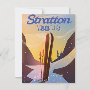 Afiche de viaje para esquiar de Stratton Vermont