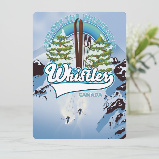 afiche de viaje para esquiar de whistler Canada. (Anverso de pie)