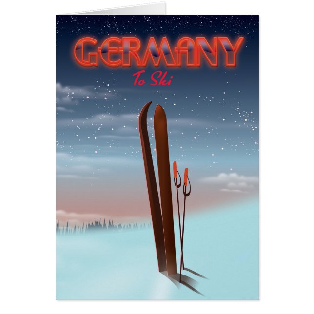Afiche de viaje para esquiar helado de Alemania (Frente)