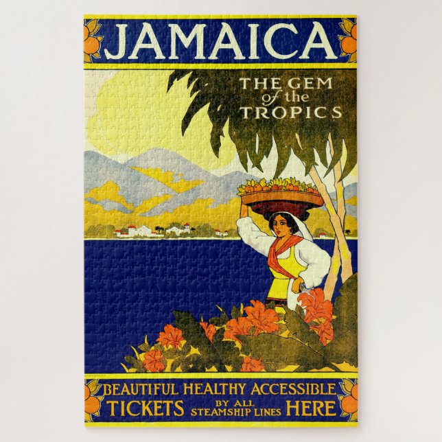 Afiche de viaje retro Jamaica. Rompecabezas (Vertical)