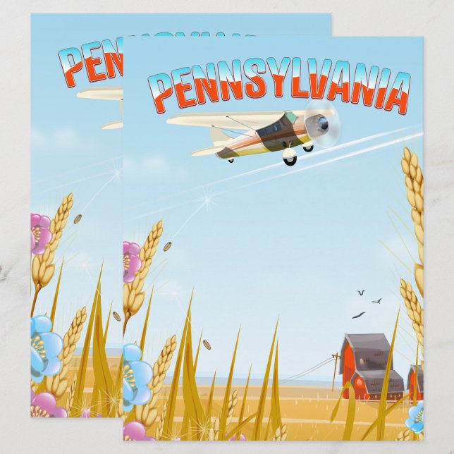 Afiche de viaje rural de Pennsylvania (Anverso / Reverso)