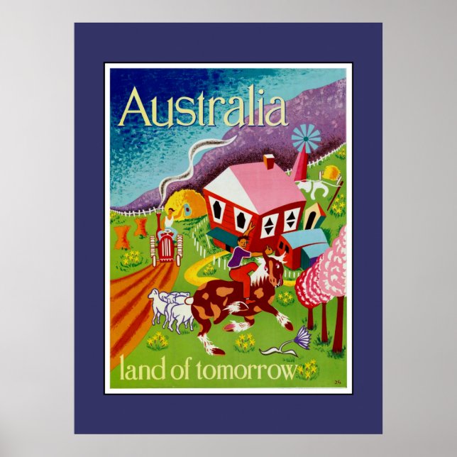 Afiche de viajes Arte de época Australia (Frente)